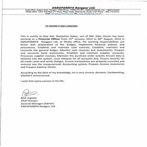 WORK EXPERIENCE CERTIFICATE