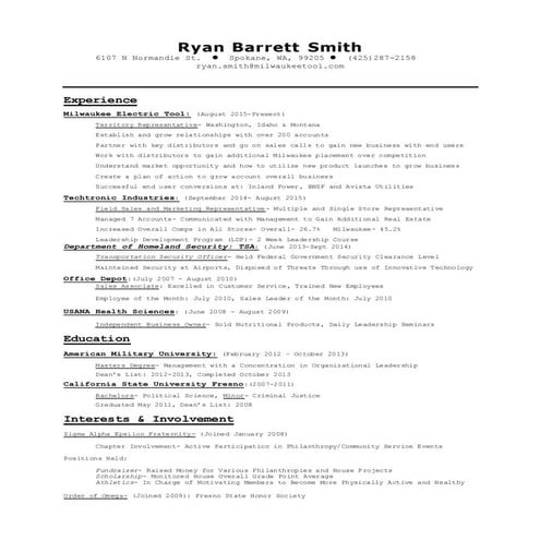 Ryan B Smith Resume