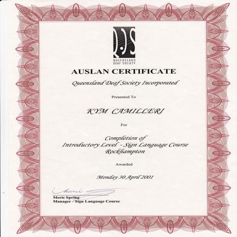Auslan Cert 2001