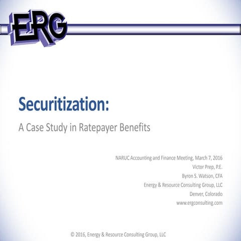 Securitization Presentation Slides - ERG Consulting