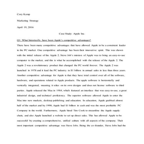 Apple Case Questions for Marketing Strategy