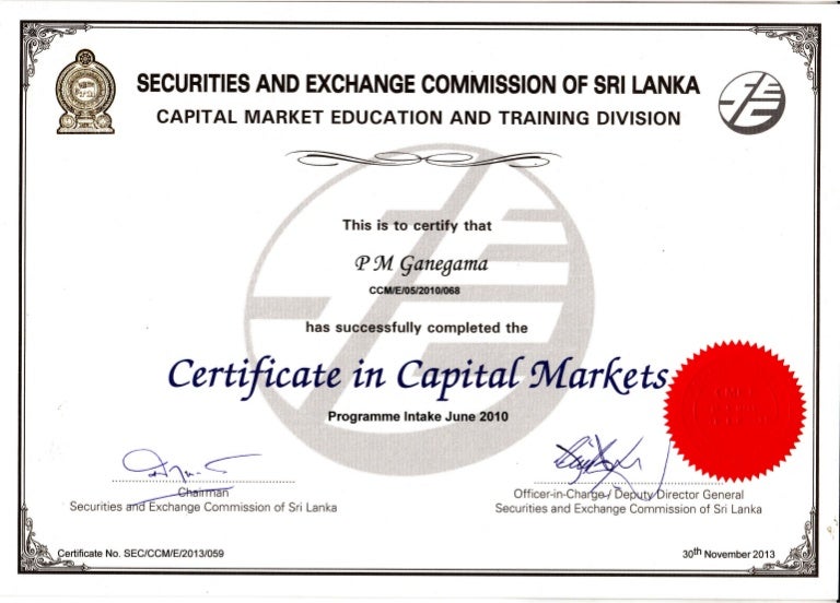 Certificate in Capital Markets
