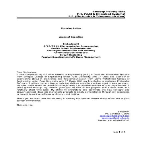 CV SANDEEP_EKHE_ME_VLSI and Embedded Systems_4.9 year Exp in Embedded Firmwar...