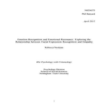 Emotion Recognition and Emotional Resonance: Exploring the Relationship betwe...