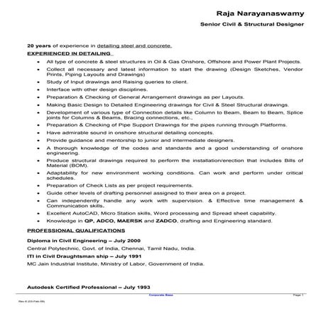 RAJA NARAYANASWAMY__Senior Civil & Structural Designer