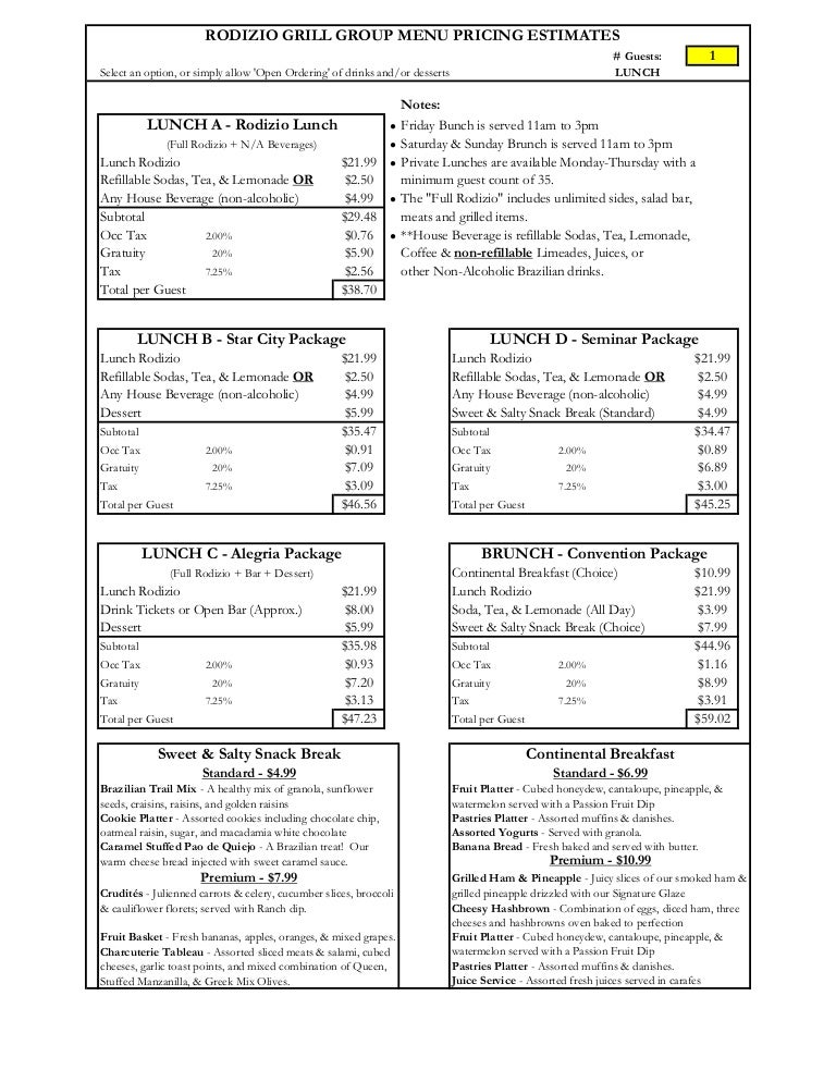Rodizio Grill Lunch \u0026 Brunch Packages