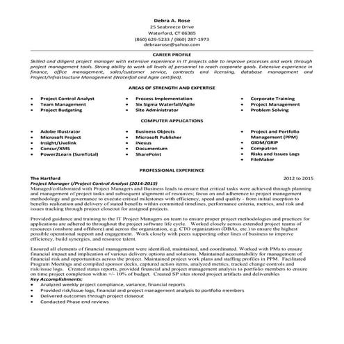 Debra Rose Resume May 2015