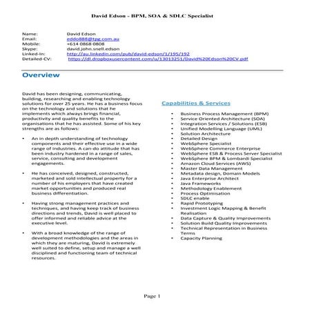 David Edson CV Abridged