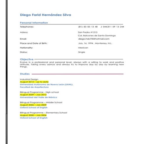 Curriculum Diego Hernández