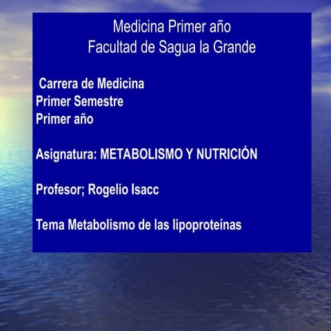 C 8 METABOLISMO DE LIPOPROTEÍNAS Medicina