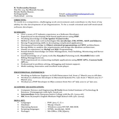 Yeshwanth - Resume