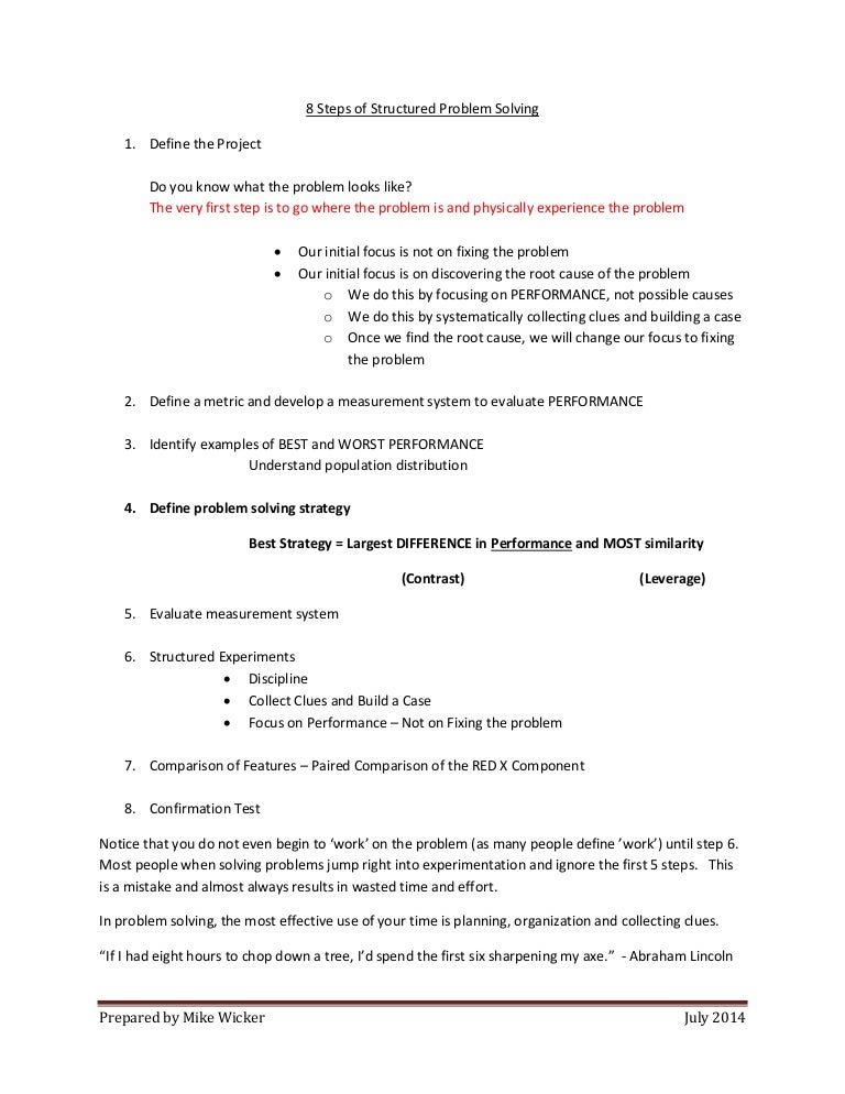 8 Steps Of Structured Problem Solving
