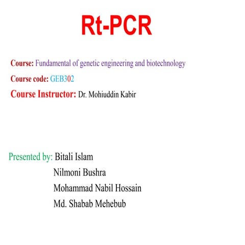 Introduction of RT PCR