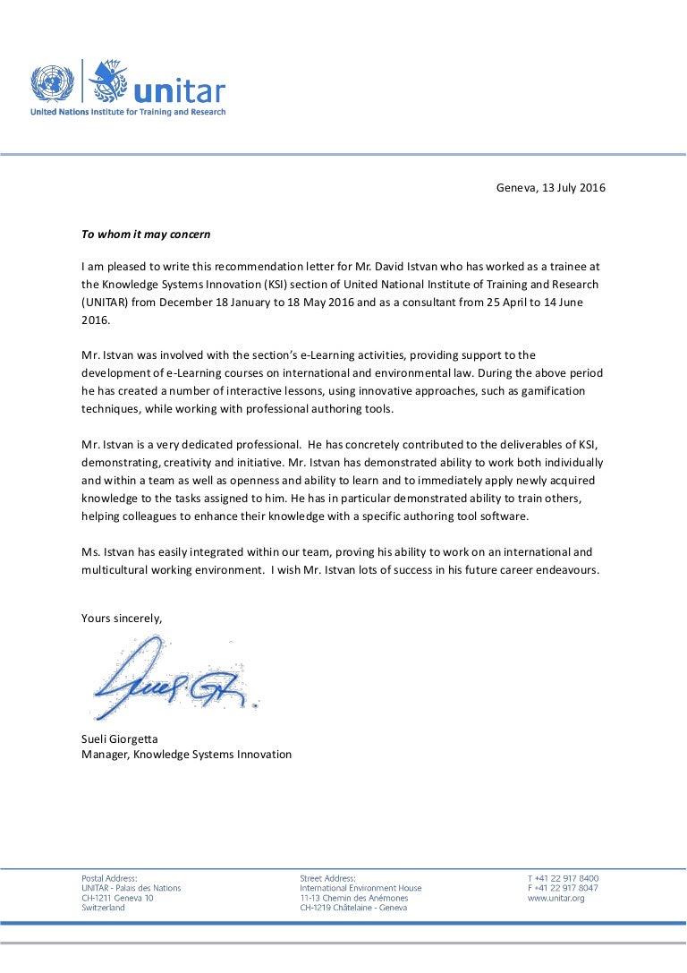 recommendation letter