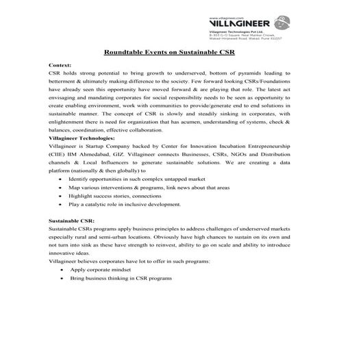 Background paper Sustainable CSR