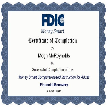 FDIC Financial Recovery cert