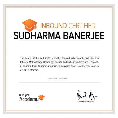 Hubspot Certificate