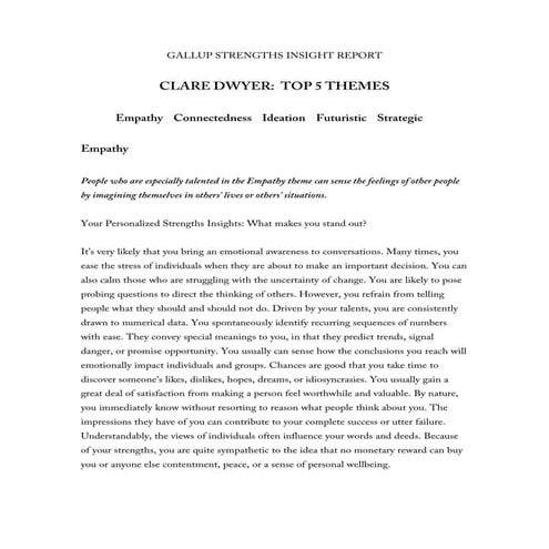 GALLUP STRENGTHS INSIGHT REPORT | PDF
