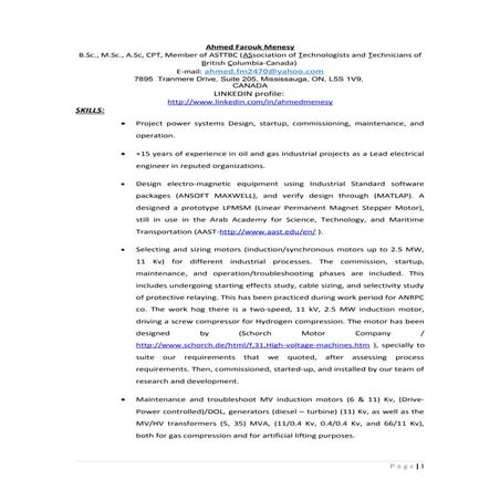 MOST RECENT (D) Ahmed Farouk Menesy C.V