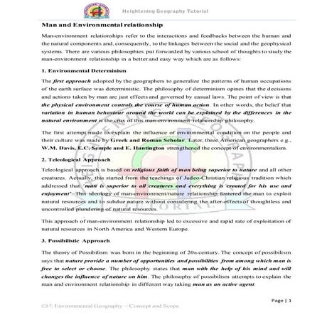 Paper: Man and Environmental relationship