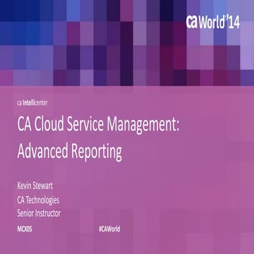 CA Cloud Service Management: Advanced Reporting