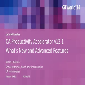 CA Productivity Accelerator v12.1: What's New and Advanced Features