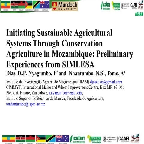 Initiating sustainable agricultural systems through CA in Mozambique: prelimi...