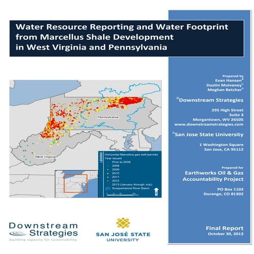 Water Resource Reporting and Water Footprint from Marcellus Shale Development...