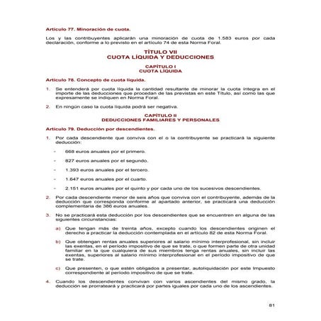 Deducciones de Vizcaya para la declaración de la Renta 2025 | PDF