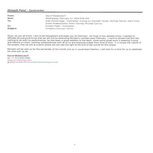 Feedback from Manager- dunnhumby