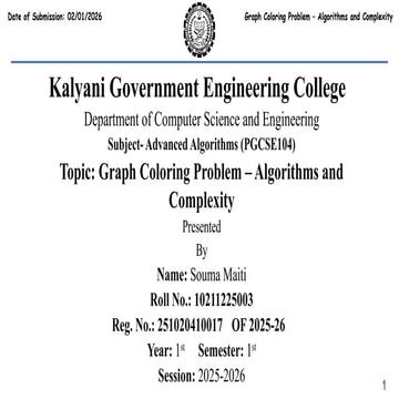 Graph Coloring Problem in Engineering Mathematics and Algorithms | PPTX