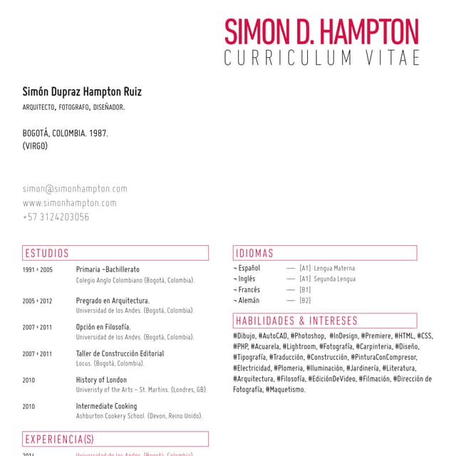 SIMON HAMPTON - CV | PDF