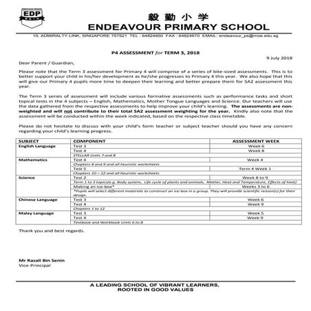 P4 Term 3 Assessments