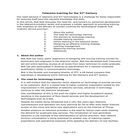 Training provision in the telecoms sector