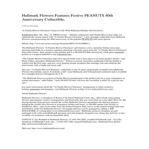 Hallmark 40th ann peanuts PR release (1)