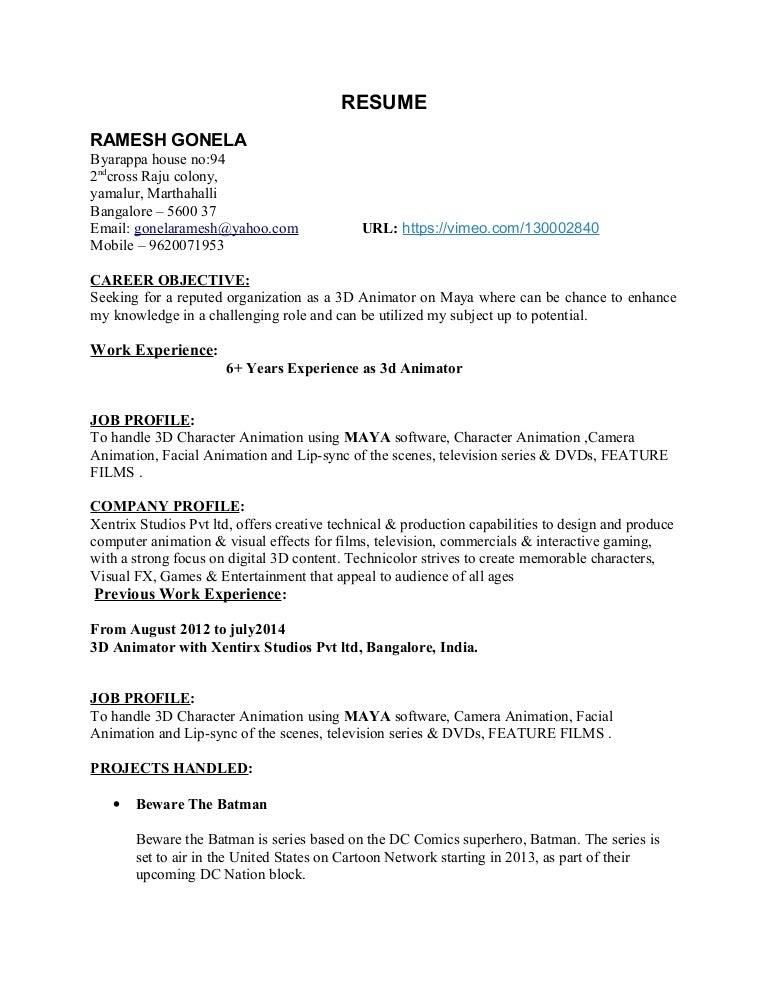job description for animator