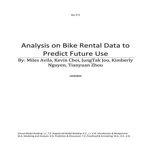 Analysis on Bike Rental Data to Predict Future Use | PDF