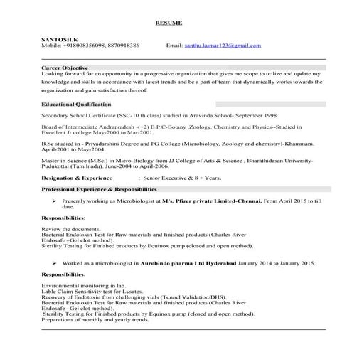 microbiology 8+ resume