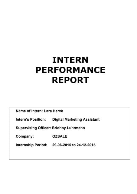 performance report of intern | PDF