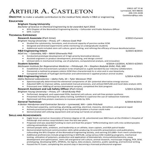 CV of Arthur Castleton | PDF