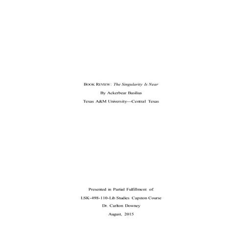 LSK- Singularity Essay