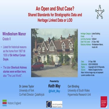 An Open and Shut Case? Shared Standards for Stratigraphic Data and Heritage L...