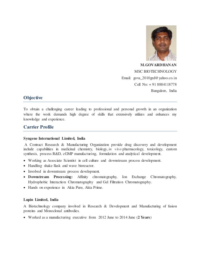 Govardhanan Msc Biotech
