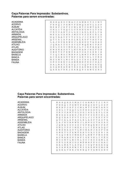 Caça palavras 8ª serie