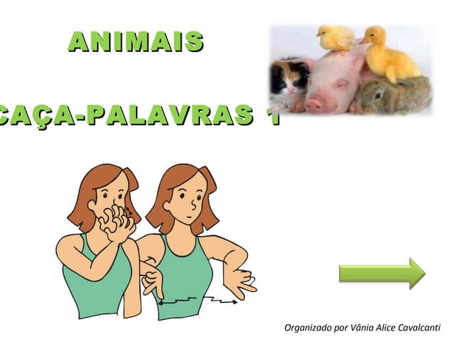 Caça palavras animais Libras