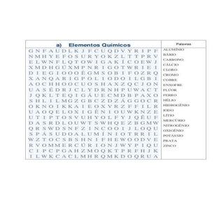 /Caça palavras elementos quimicos
