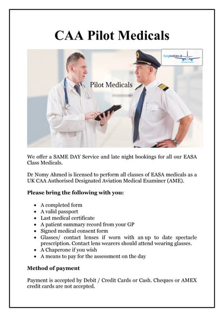 Infographic:- Class 1 Medical FAQ - Flyingmedicine Ltd | PDF