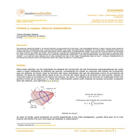 Cañas y copas, ahorro matemático