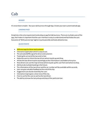 Mobile App Cab writing