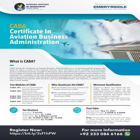 Certificate in Aviation Business Administration